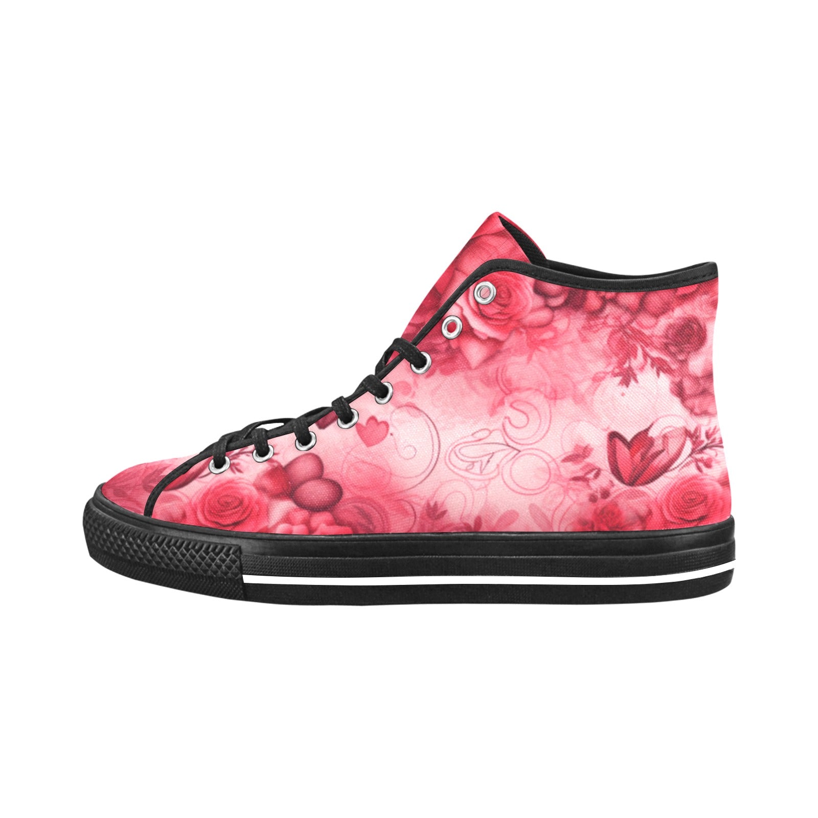 Cranberry Lake Designs Vancouver High Top Canvas Women's Shoes - Red Pink Hearts - Cranberry Lake Design Co.  #