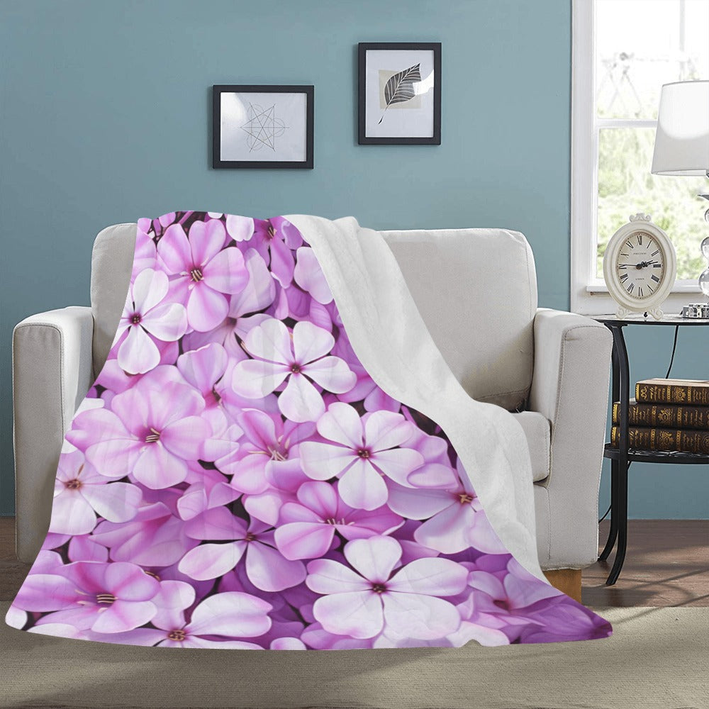 Lavender Phlox Throw Blanket - Twin, Original Floral Design, Perfect for Spring