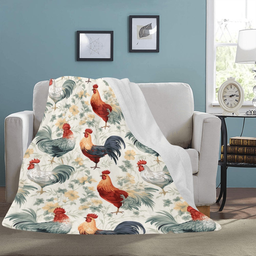 Rustic Winter Deer & Holly Fleece Blanket