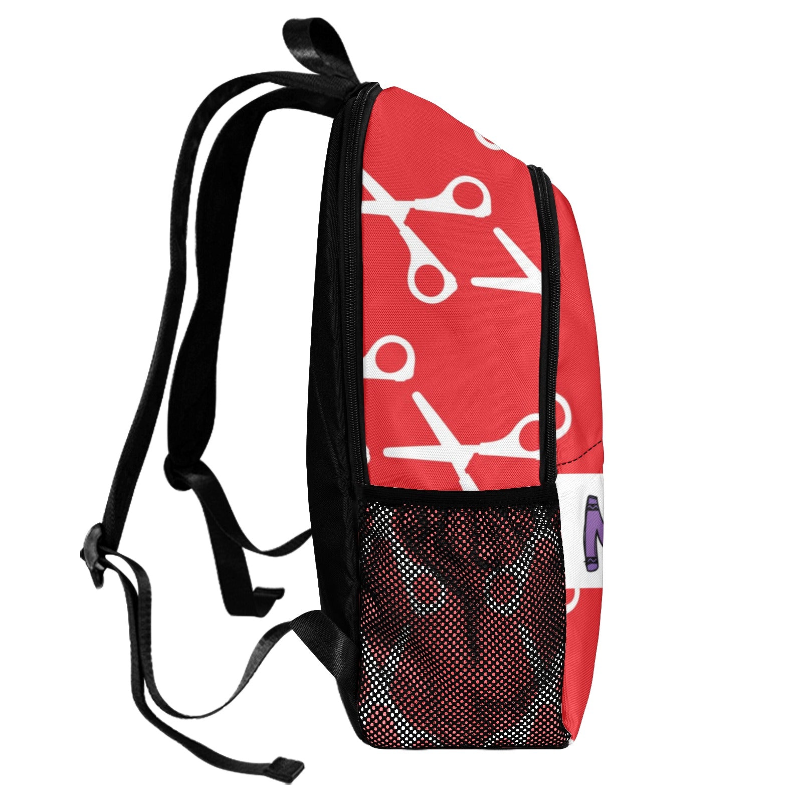 Snip and Sketch: Red and White Scissor Crayon Backpack - Cranberry Lake Design Co.  #