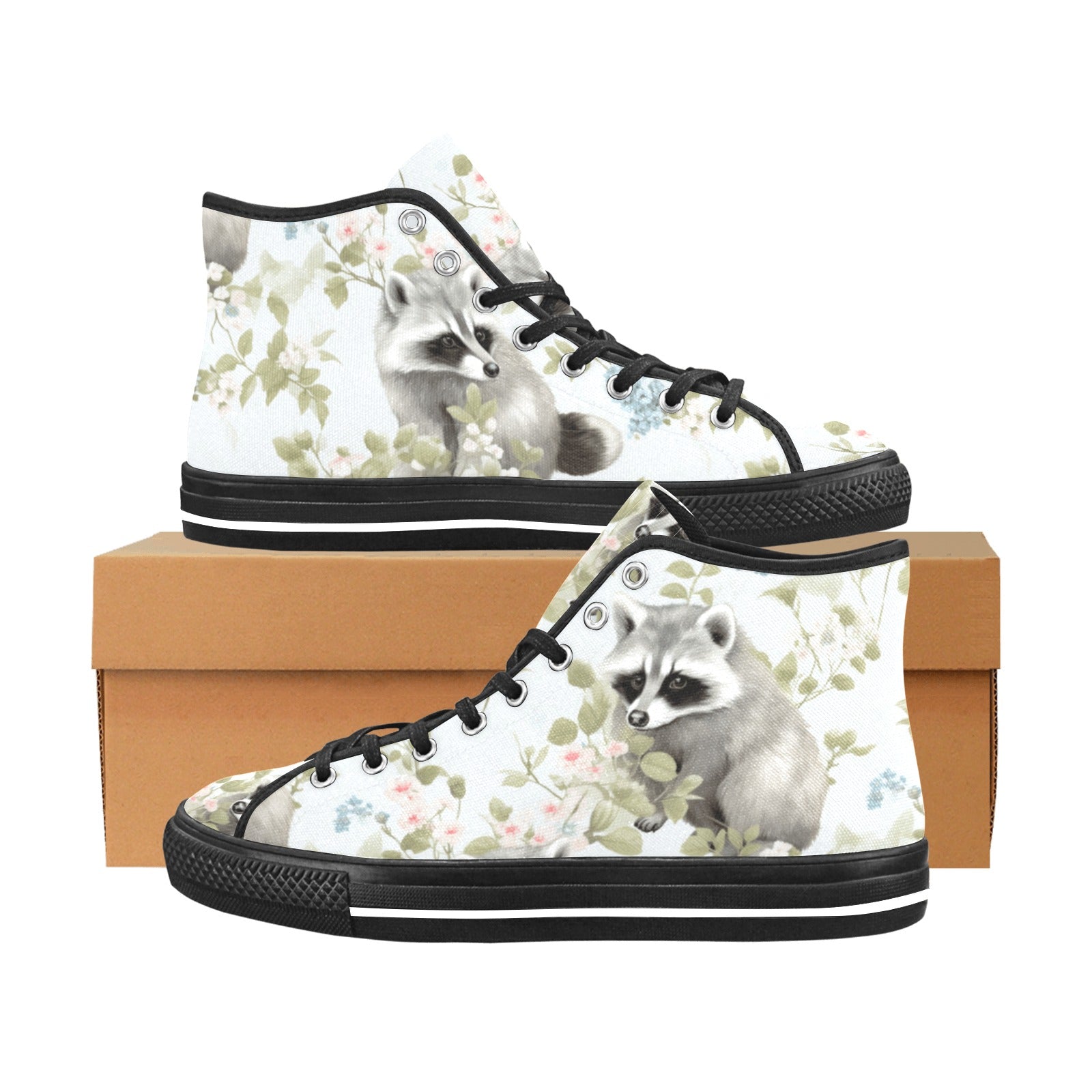 Cranberry Lake Designs Vancouver High Top Canvas Racoons Women's Shoes - Cranberry Lake Design Co.  #