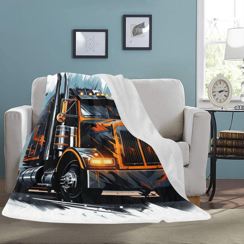 Semi-Truck Fleece Blanket | Ultra-Soft Micro Fleece Blanket | Trucker Gift | 60x80 | Ships from USA