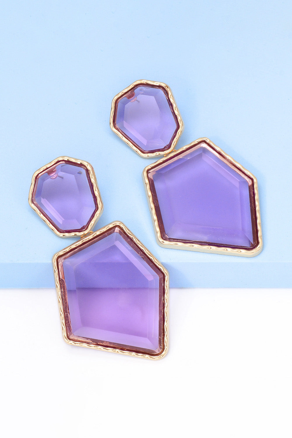 Geometrical Shape Zinc Alloy Frame Resin Dangle Earrings