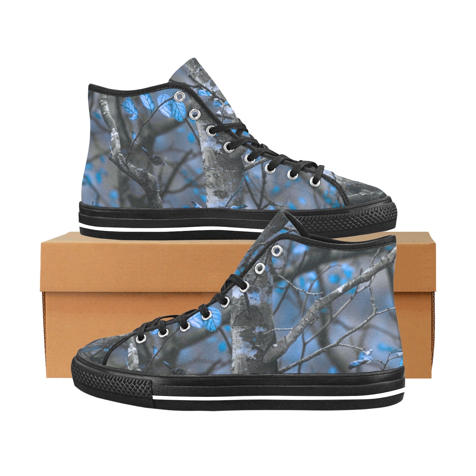 Cranberry Lake Designs Vancouver High Top Canvas Blue Camo Women's Shoes - Cranberry Lake Design Co.  #