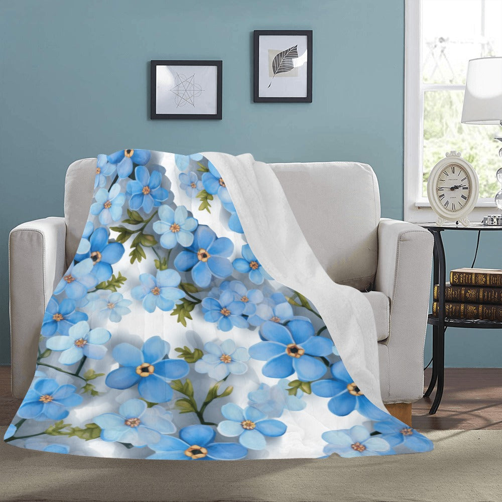 Forget-Me-Not Floral Throw Blanket - Ultra-Soft 60x80 Fleece Blanket with Blue Flower Design