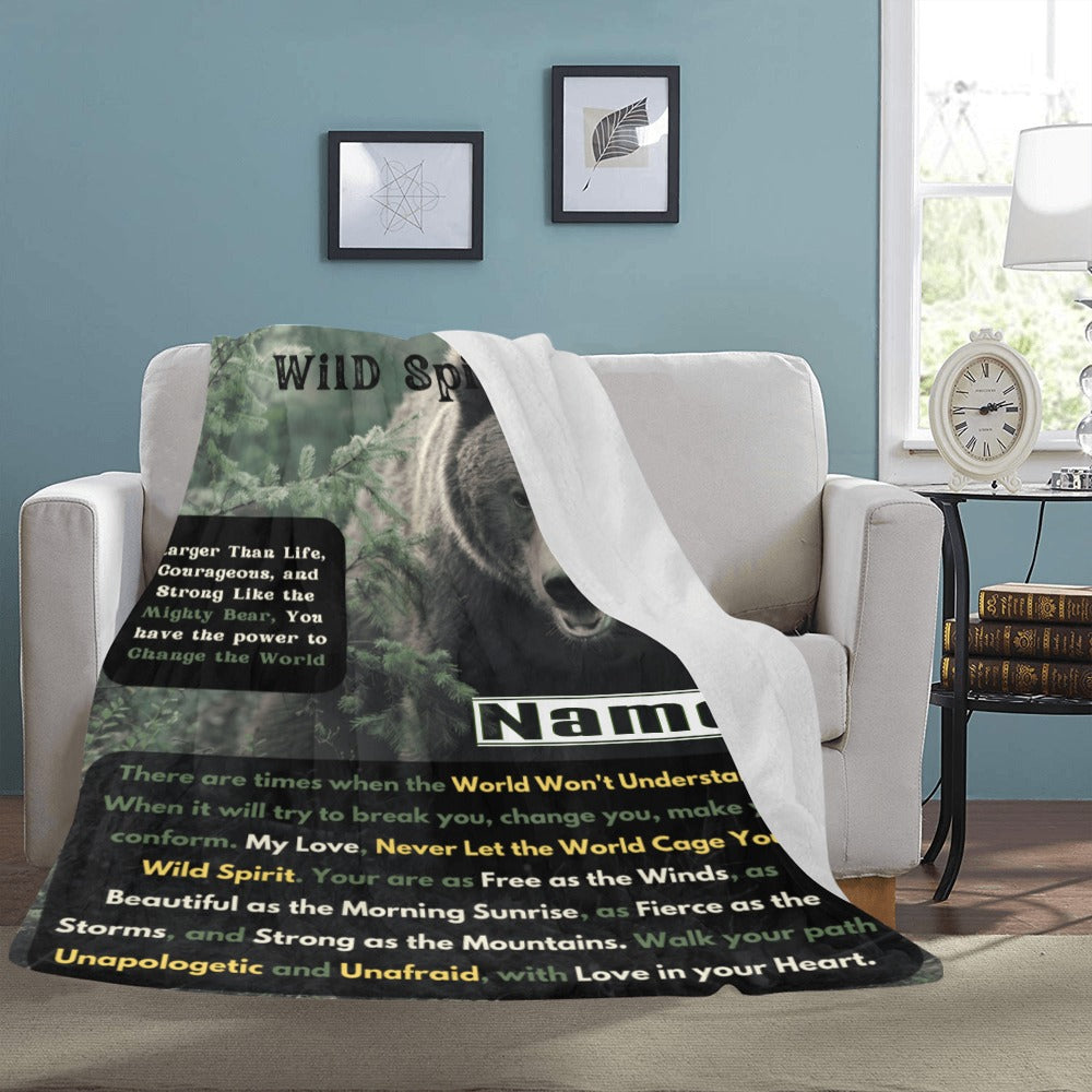 Personalized "To My Wild Spirit" Fleece Blanket - Inspirational Gift for Her/Him