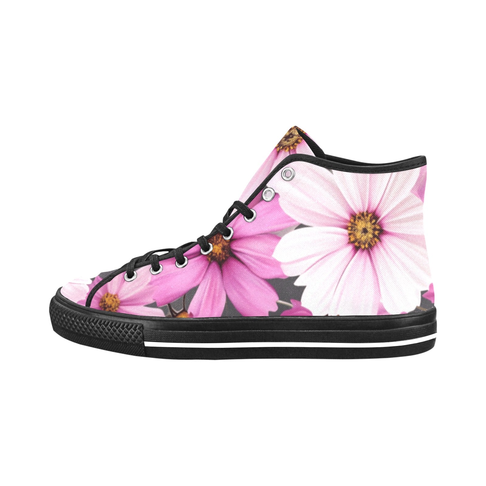 Pink Cosmos Blossom High-Top Sneakers - Cranberry Lake Design Co.  #