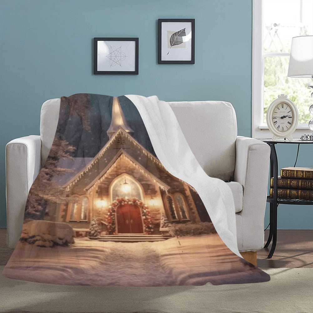 Cranberry Lake Designs Christmas Church Ultra-Soft Micro Fleece Blanket 60" x 80"