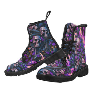 Pink Skull Bones Flame Boots for Women - Cranberry Lake Design Co.  #