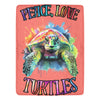 Cranberry Lake Designs Peace, Love Turtles Coral Ultra-Soft Micro Fleece Blanket