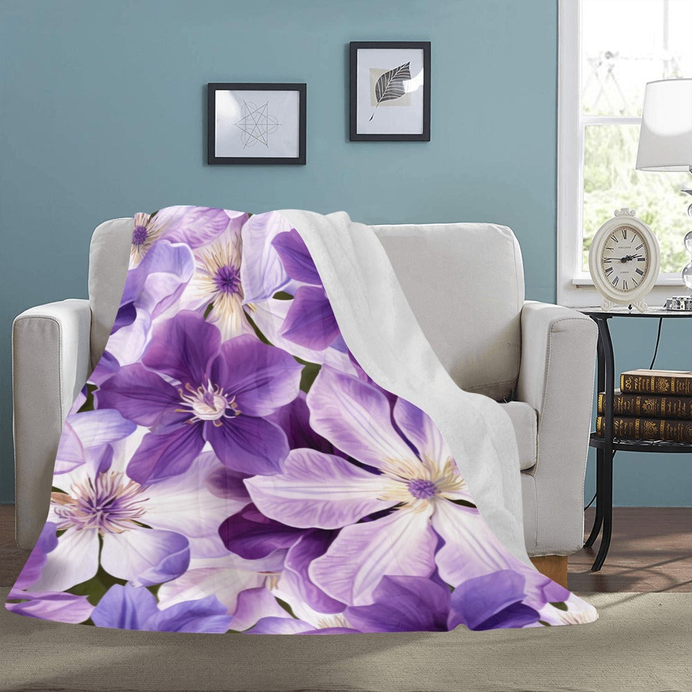 Purple Floral Cranberry Lake Designs Ultra-Soft Micro Fleece Blanket 60" x 80"