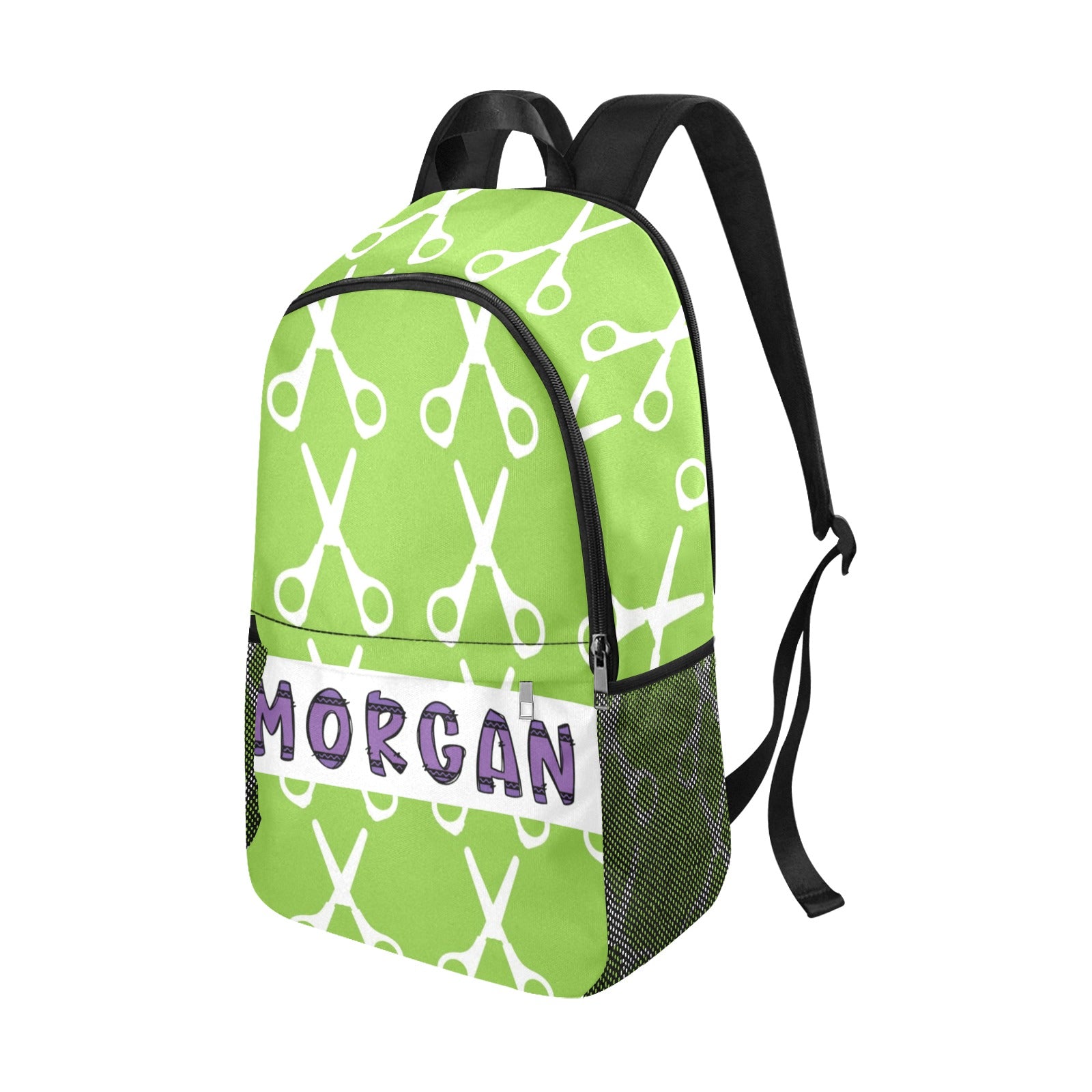 Snip and Learn: Green and White Scissor Crayon Backpack - Cranberry Lake Design Co.  #