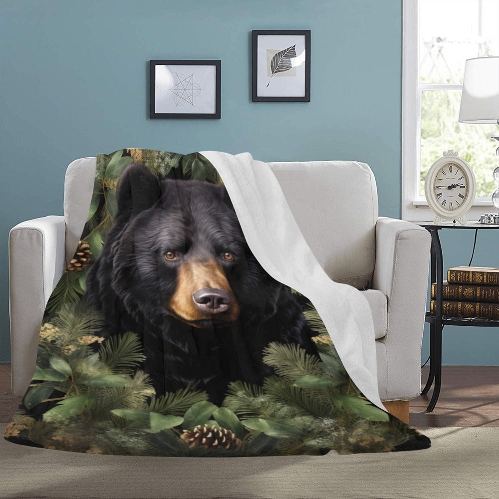 Black Bear Majesty Blanket - Majestic Wildlife Throw - Soft Plush - 60x80