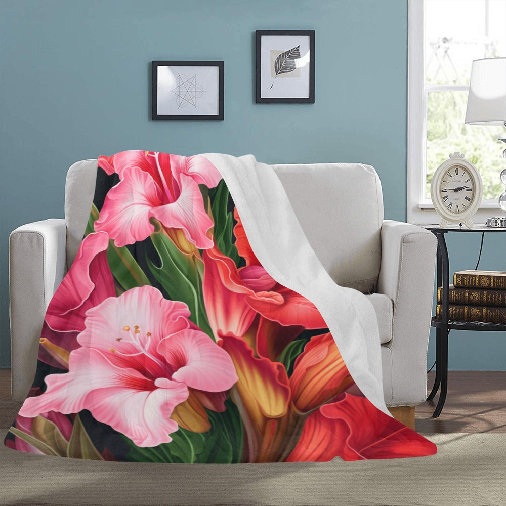 Exotic Amaryllis Fleece Blanket - Twin Size, Adds a Touch of the Tropics