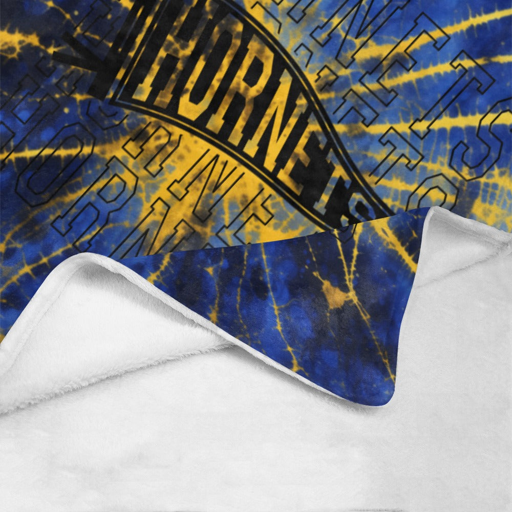 Cranberry Lake Designs Hornets Logo Blanket - Blue and Gold Tie Dye