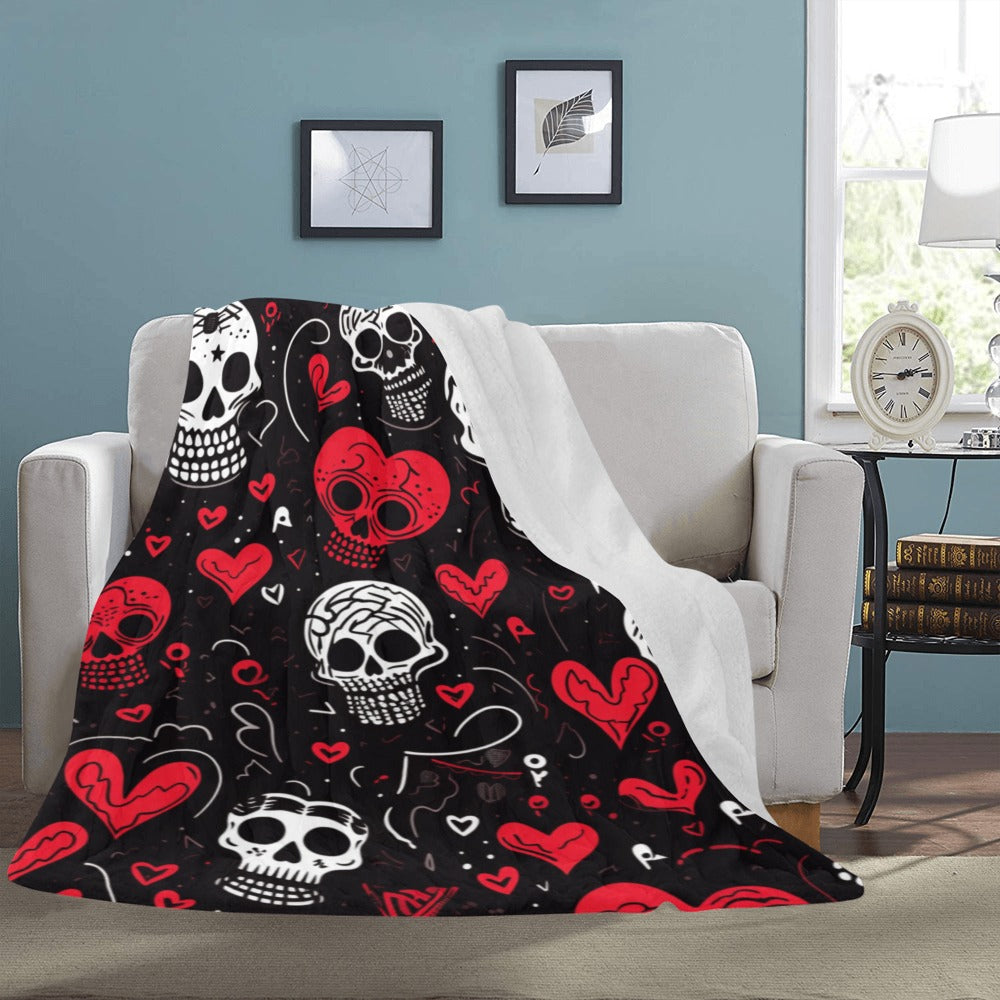 Cranberry Lake Designs Skull Valentines Ultra-Soft Micro Fleece Blanket 60" x 80"