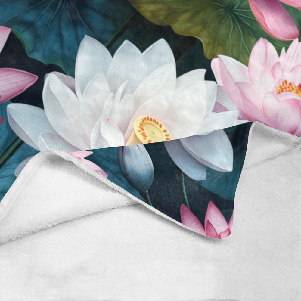 Tranquil Lotus Flower Throw Blanket - Twin Size, Perfect for Peaceful Relaxation