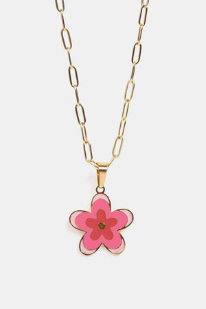 Flower Pendant Stainless Steel Necklace