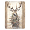 Rustic Winter Deer & Holly Fleece Blanket