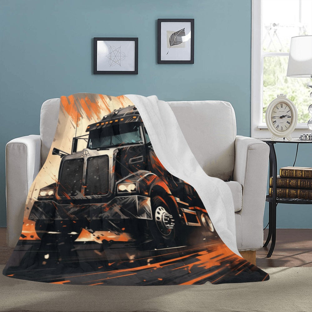 Semi-Truck Fleece Blanket | Ultra-Soft Micro Fleece Blanket | Trucker Gift | 60x80