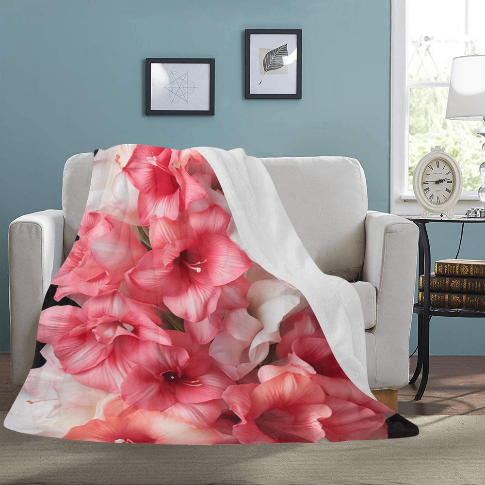 Elegant Gladiolus Fleece Blanket - Twin Size, Adds a Touch of Romance