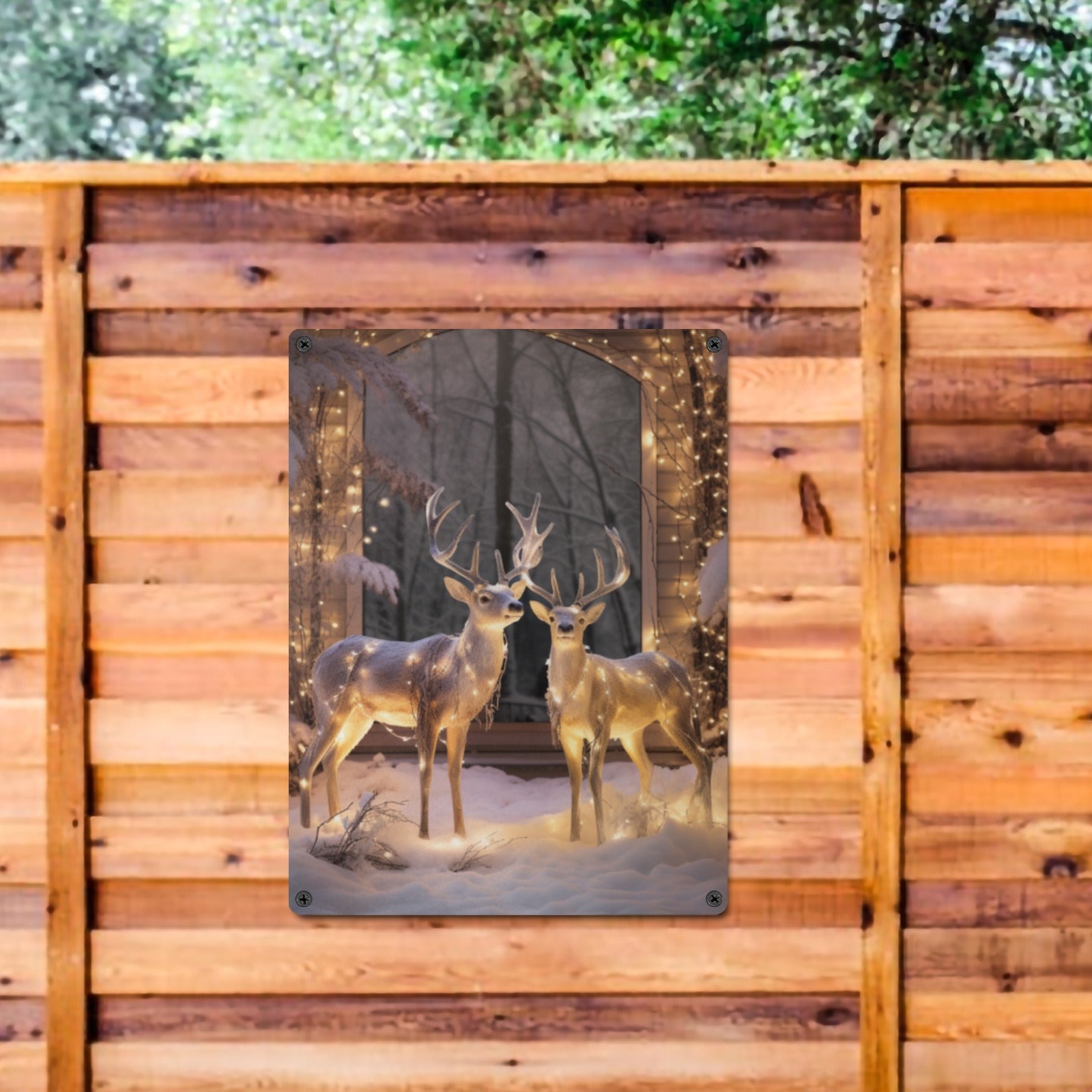 Festive Reindeer Metal Sign | 12x16" Christmas Wall Art | Indoor/Outdoor Holiday Decor