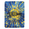 Cranberry Lake Designs Hornets Logo Blue and Gold Tie Dye Blanket