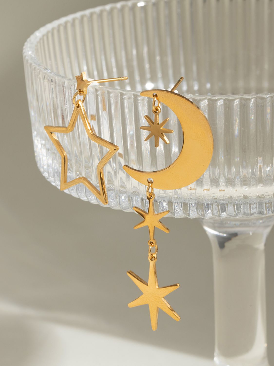 18K Gold-Plated Moon & Star Dangle Earrings