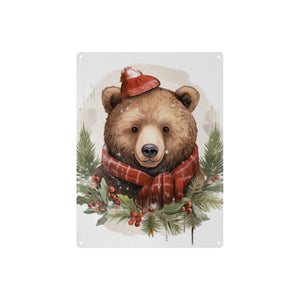 Snug as a Bug: Cozy Christmas Bear Metal Tin Sign - Cranberry Lake Design Co.  #