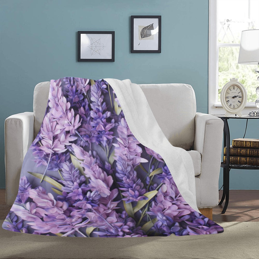 Lavender Fleece Blanket | Ultra-Soft Micro Fleece | Floral Throw Blanket | 60x80 | Ships from USA