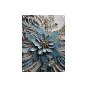 Intricate Blue and Gold Floral Metal Wall Art - Cranberry Lake Design Co.  #