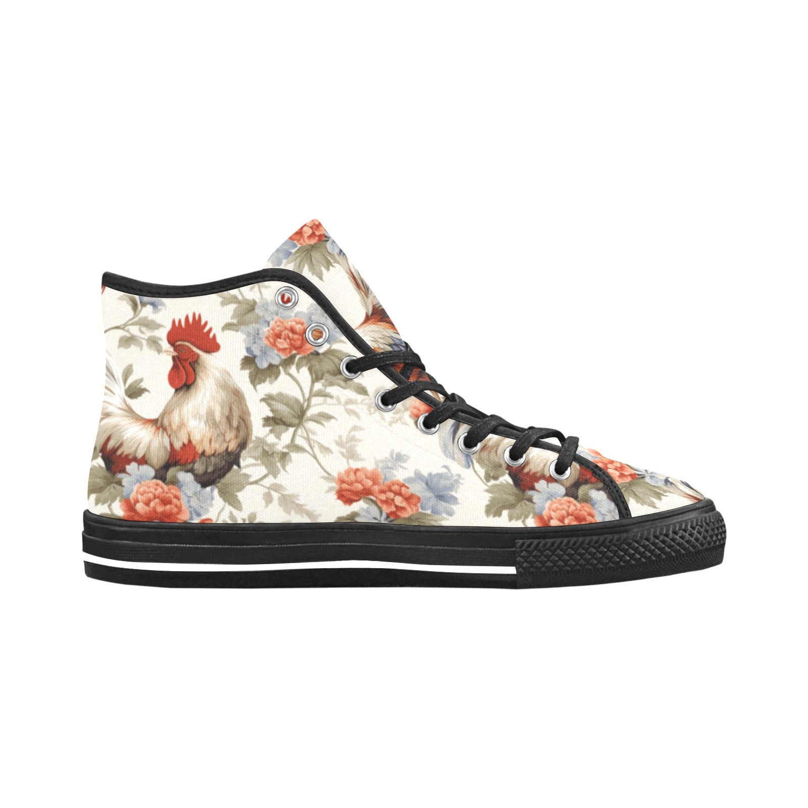 Country Chic Rooster & Floral High-Top Canvas Shoes - Cranberry Lake Design Co.  #