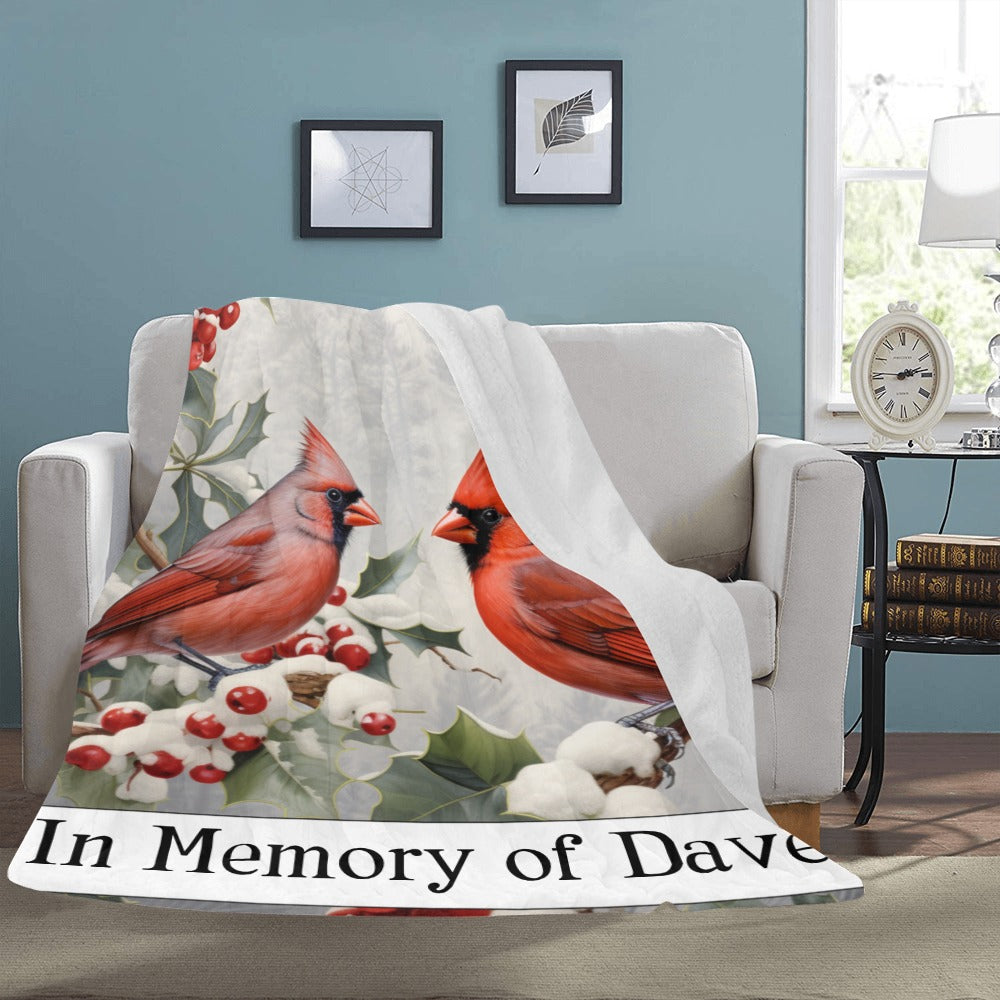 Comforting Cardinal Throw Blanket - A Tribute to Loved Ones twin Size Personalized Name