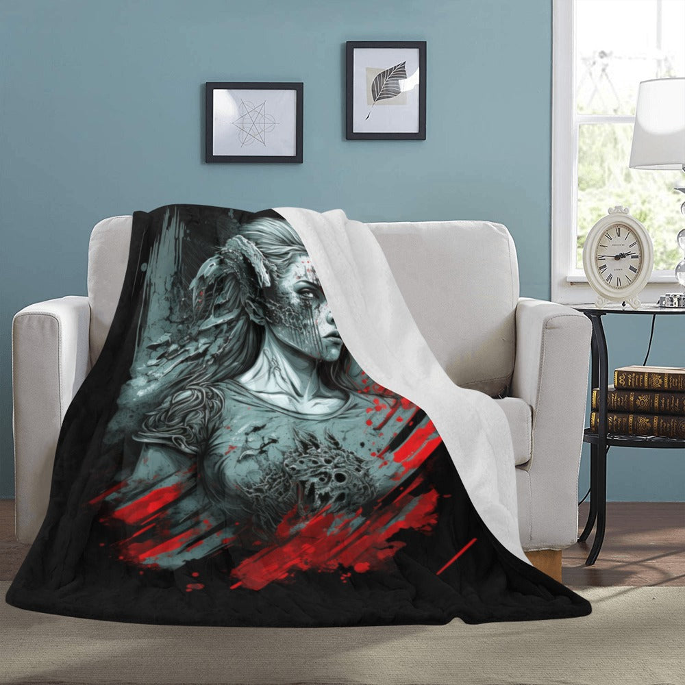 Zombie Girl Horror Halloween Gothic Cranberry Lake Designs Ultra-Soft Micro Fleece Blanket 60" x 80"