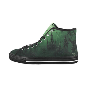 Halloween Pattern Black Green Vancouver High Top Canvas Women's Shoes - Cranberry Lake Design Co.  #