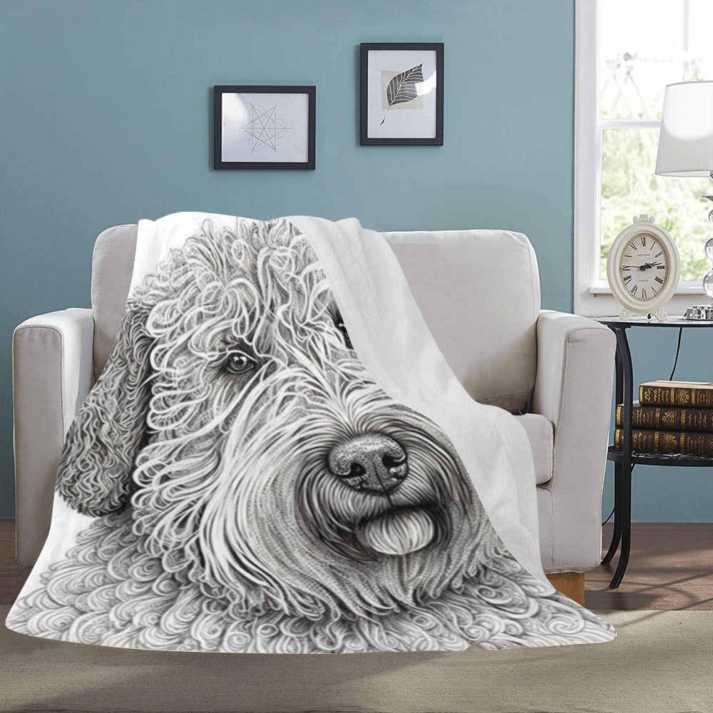 Cranberry Lake Designs Ultra-Soft Micro Fleece Blanket - Black & White Dog Portrait