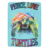 Cranberry Lake Designs Peace, Love Turtles Blue Ultra-Soft Micro Fleece Blanket