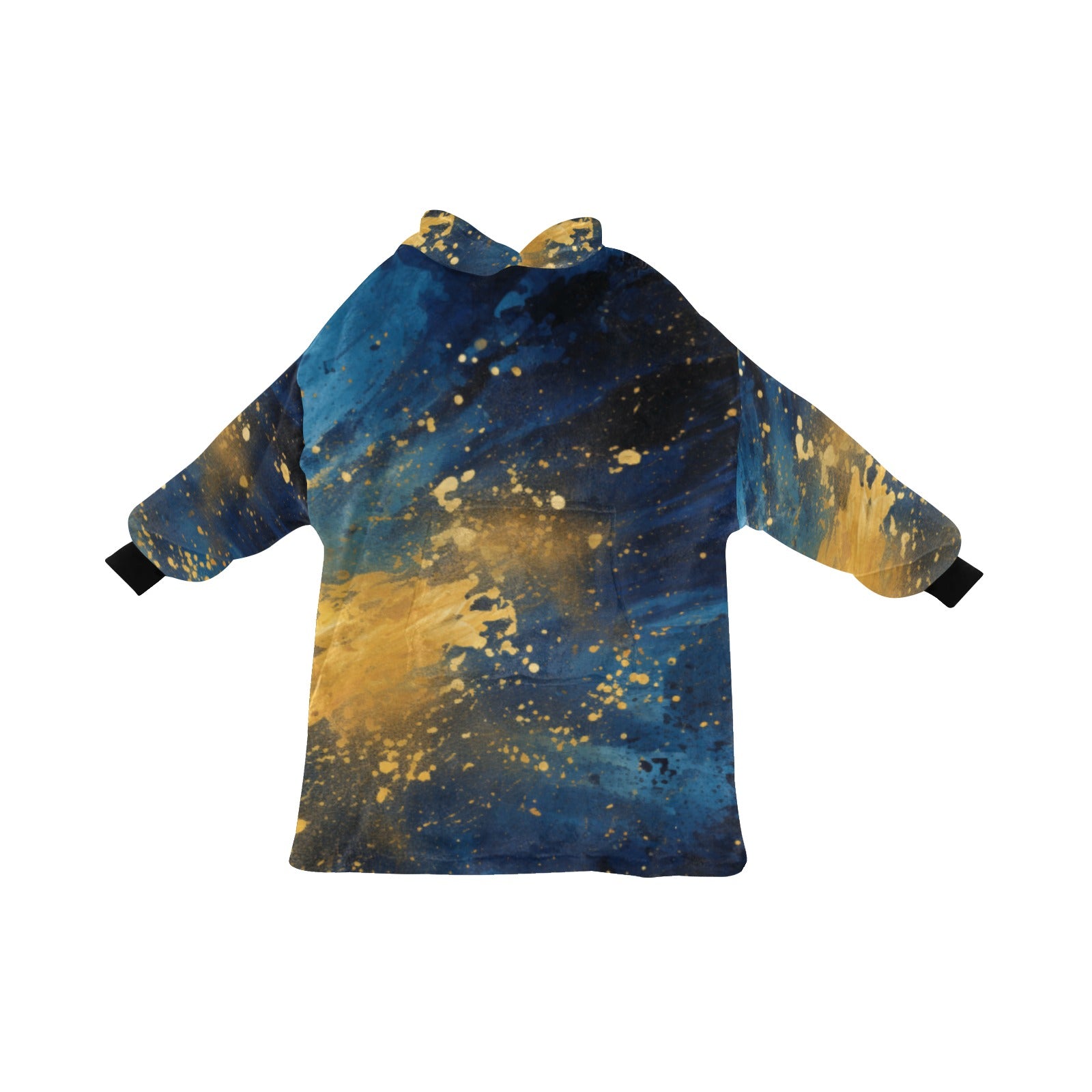 Blue and Gold Splatter Blanket Hoodie for Women - Cranberry Lake Design Co.  #