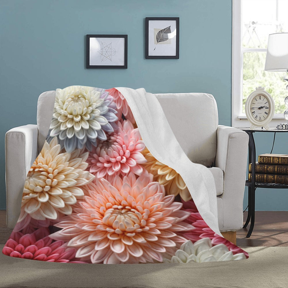 Pastel Dahlia Fleece Blanket | Ultra-Soft Micro Fleece | Floral Throw Blanket | 60x80 | Ships from USA