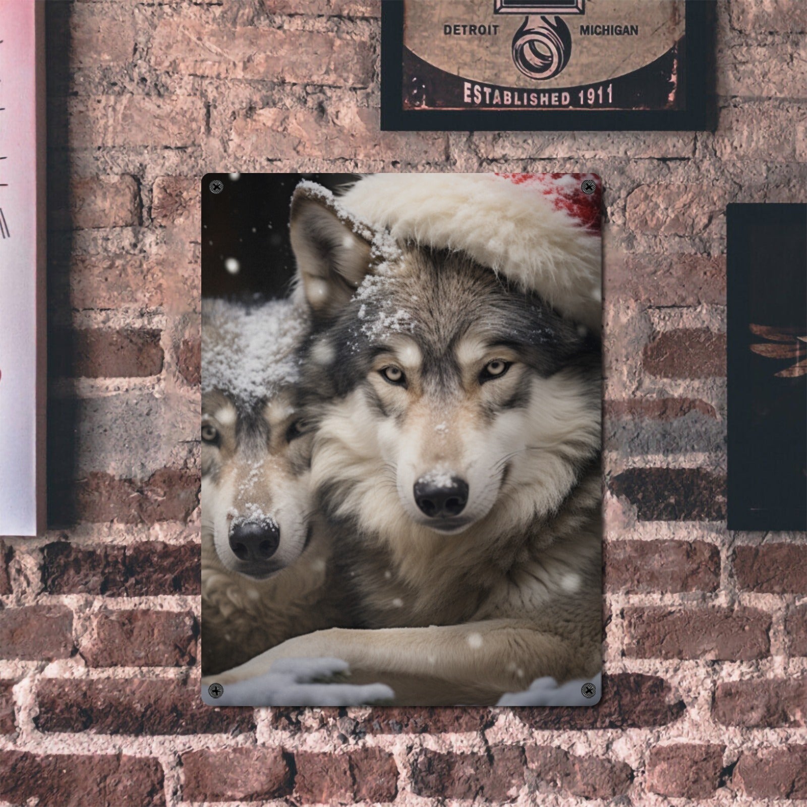 Winter Wolfpack Magic Metal Tin Sign - 12x16 Inch - Cranberry Lake Design Co.  #