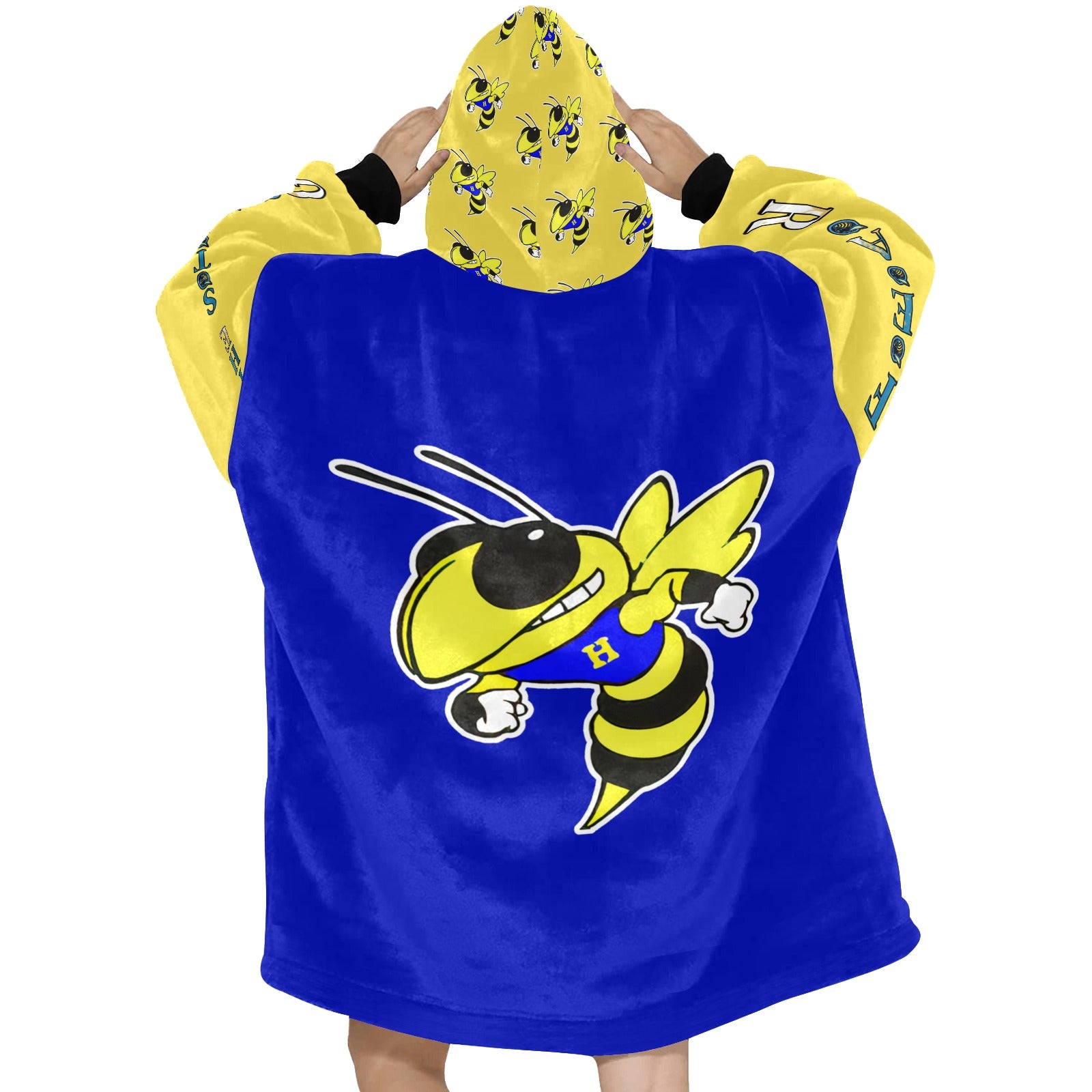 Harrison Hornets Plush Soft Blanket Hoodie - Cranberry Lake Design Co.  #