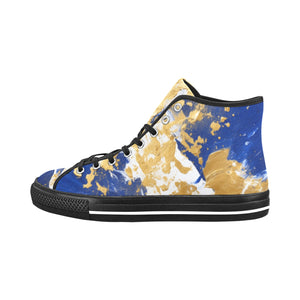 Cranberry Lake Designs Vancouver High Top Canvas Blue & Gold Splatter Women's Shoes - Cranberry Lake Design Co.  #