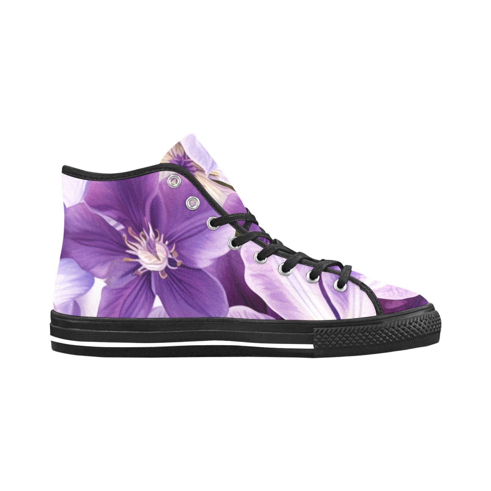 Purple Clematis High-Top Sneakers - Cranberry Lake Design Co.  #