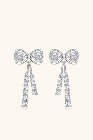 1.12 Carat Moissanite 925 Sterling Silver Bow Earrings