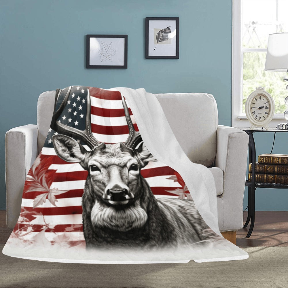 Cranberry Lake Designs Deer American Flag Ultra-Soft Micro Fleece Blanket 60" x 80"