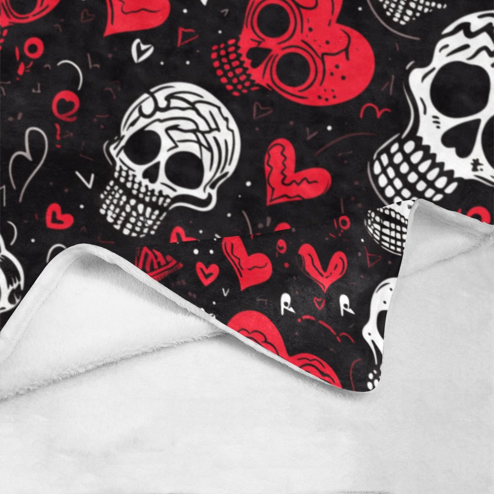 Cranberry Lake Designs Skull Valentines Ultra-Soft Micro Fleece Blanket 60" x 80"