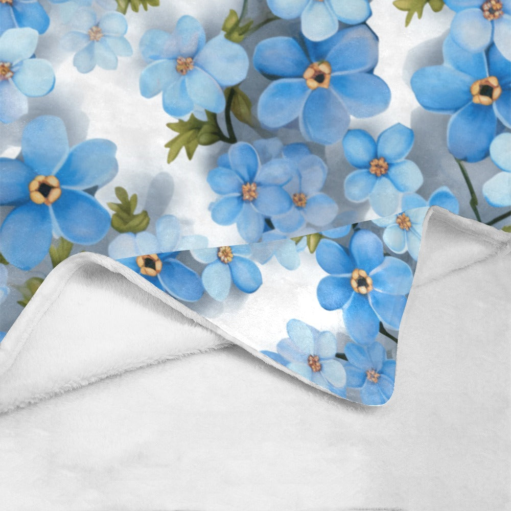 Forget-Me-Not Floral Throw Blanket - Ultra-Soft 60x80 Fleece Blanket with Blue Flower Design