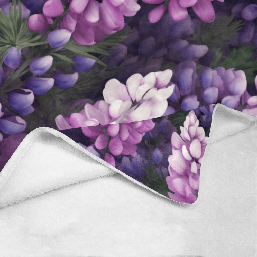 Purple Lupine Floral Throw Blanket - Ultra-Soft 60x80 Fleece Blanket with Vibrant Lupine Flower Design