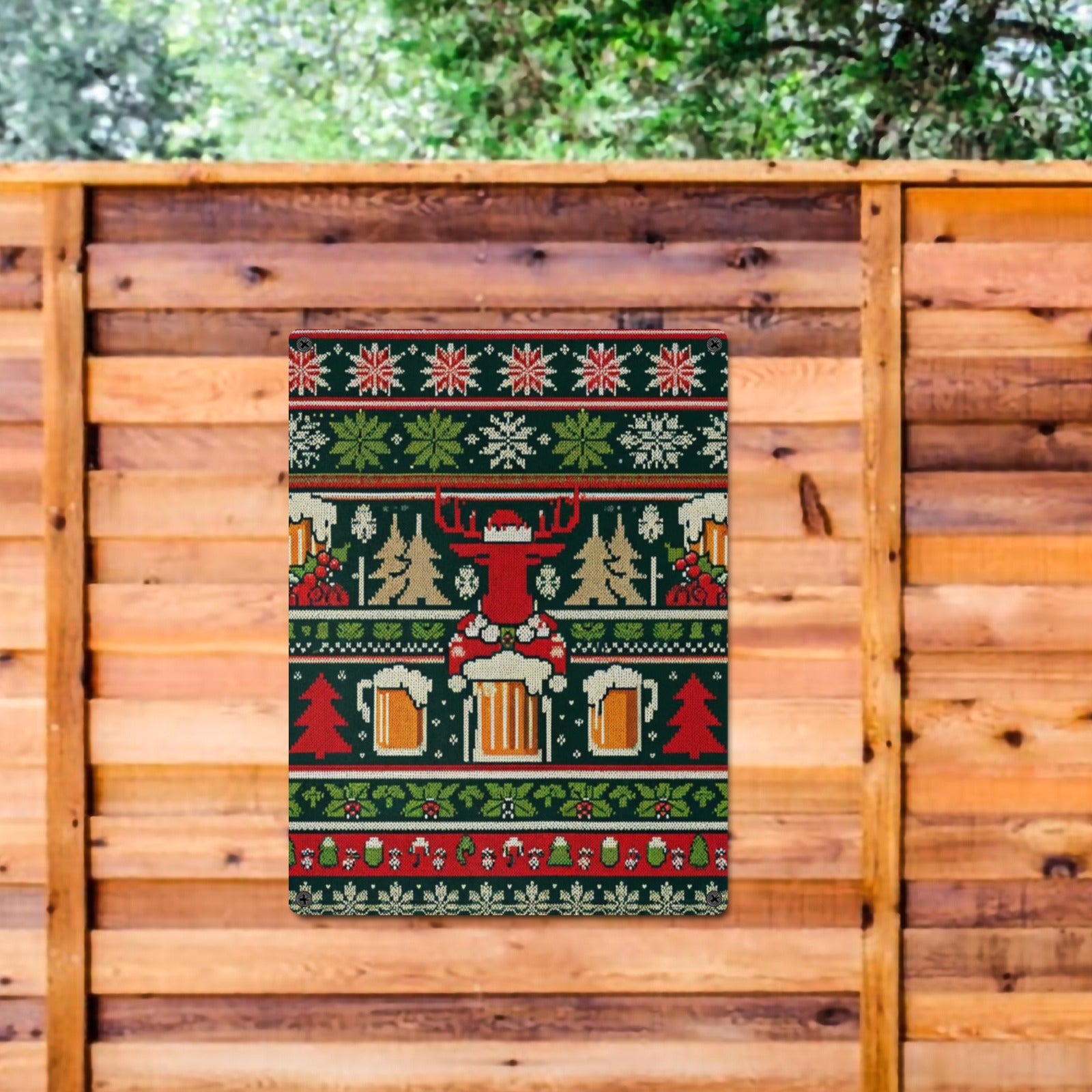 Jingle and Beer Ugly Christmas Sweater Metal Tin Sign - Cranberry Lake Design Co.  #