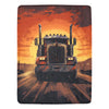 Semi-Truck Fleece Blanket | Ultra-Soft Micro Fleece Blanket | Trucker Gift | Sunset Highway | 60x80